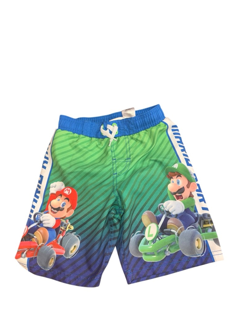 Mario Kart Green Gradient Swim Shorts for Kids